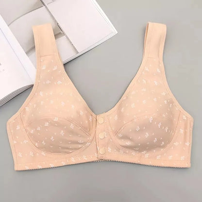 Front-Open Non-Padded Bra with Buttons