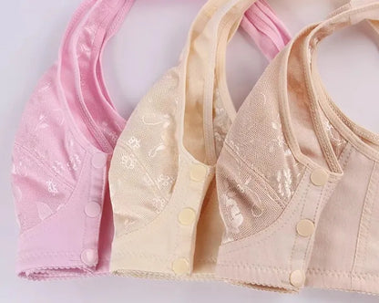 Front-Open Non-Padded Bra with Buttons