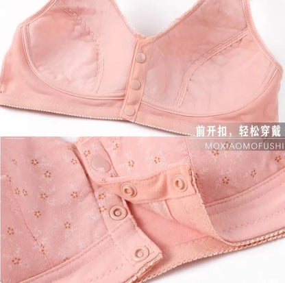 Front-Open Non-Padded Bra with Buttons