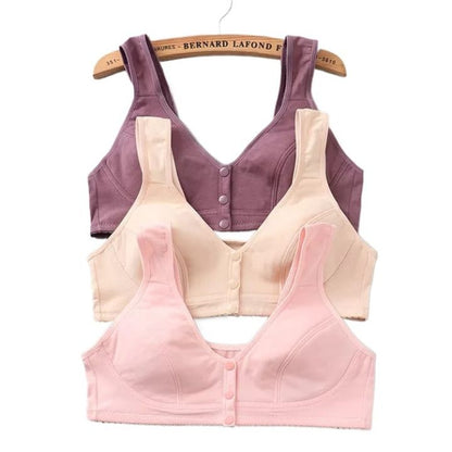 Front-Open Non-Padded Bra with Buttons