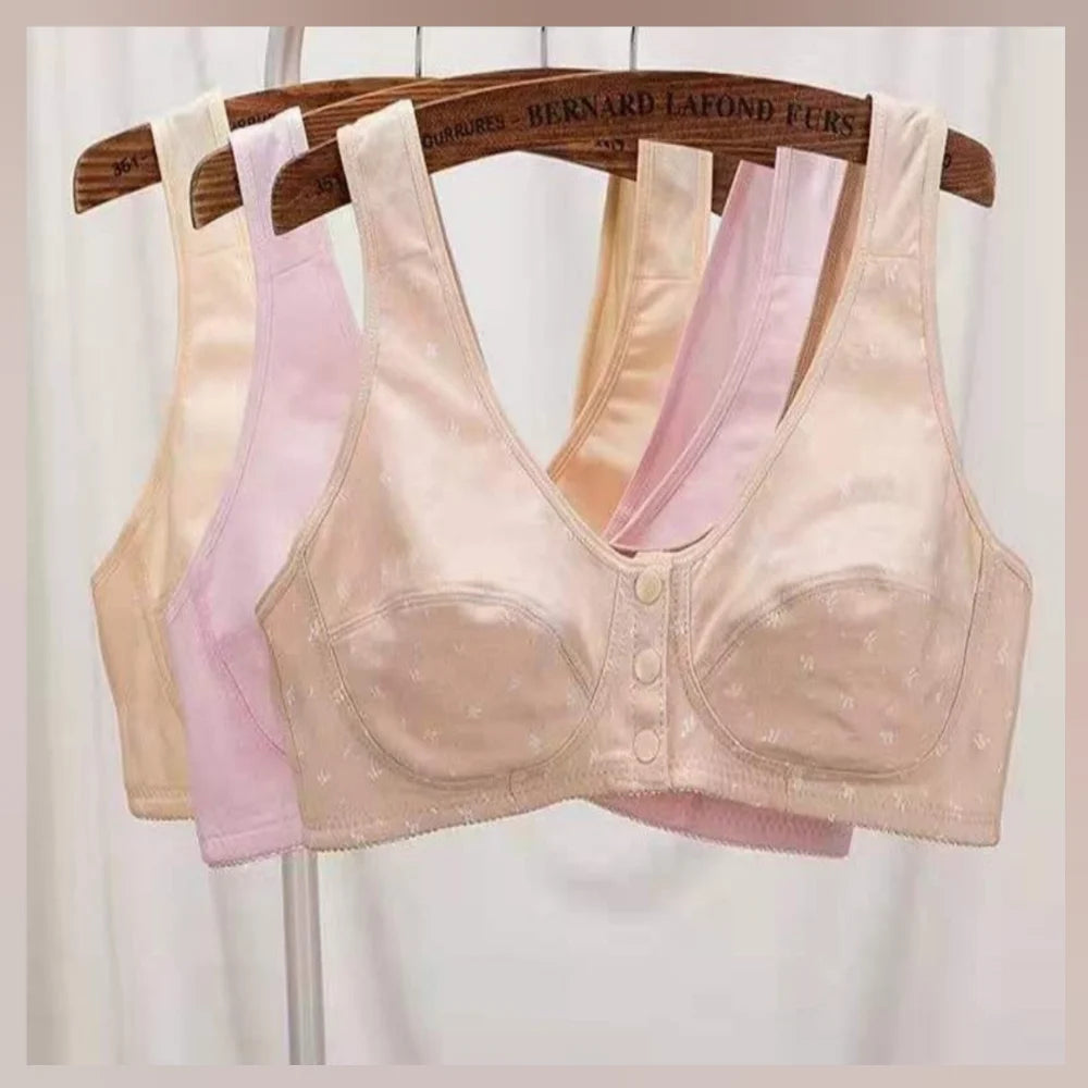Front-Open Non-Padded Bra with Buttons
