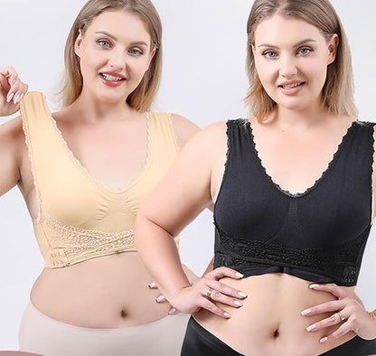 COMFORT CORSET FRONT CROSS SIDR BUCKLE LACE BRAS