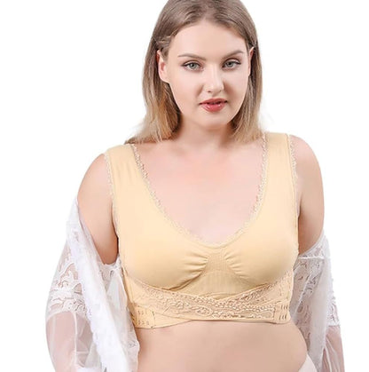 COMFORT CORSET FRONT CROSS SIDR BUCKLE LACE BRAS