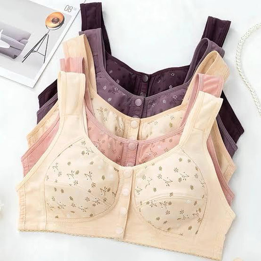 Premium Front-Open Non-Padded Bra with Buttons